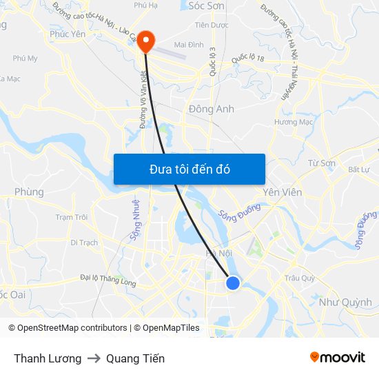 Thanh Lương to Quang Tiến map
