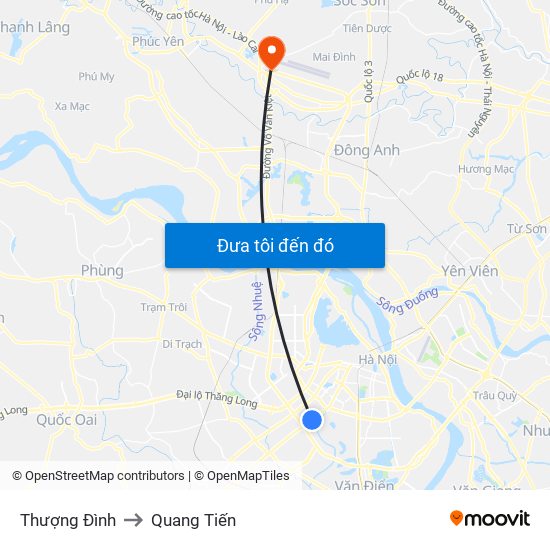 Thượng Đình to Quang Tiến map