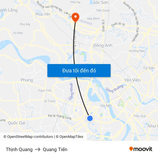 Thịnh Quang to Quang Tiến map