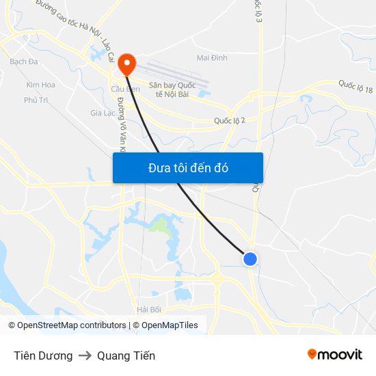 Tiên Dương to Quang Tiến map