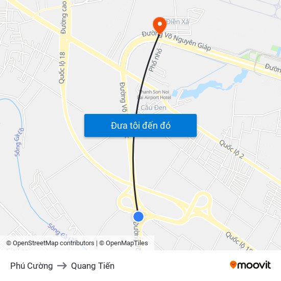 Phú Cường to Quang Tiến map