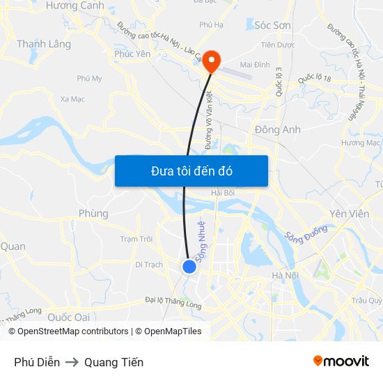 Phú Diễn to Quang Tiến map