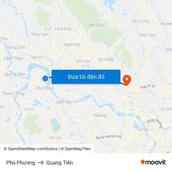 Phú Phương to Quang Tiến map