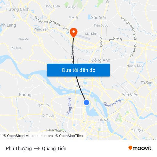 Phú Thượng to Quang Tiến map