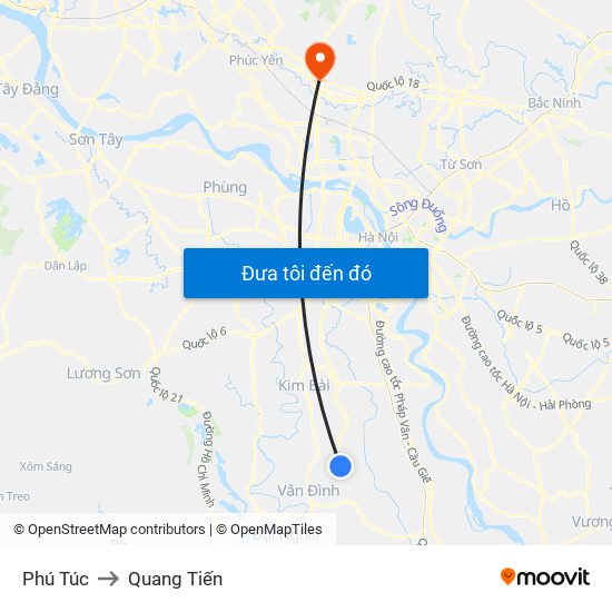 Phú Túc to Quang Tiến map