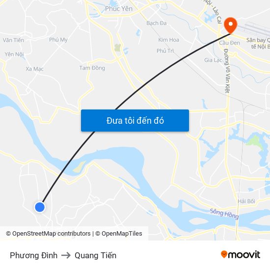 Phương Đình to Quang Tiến map