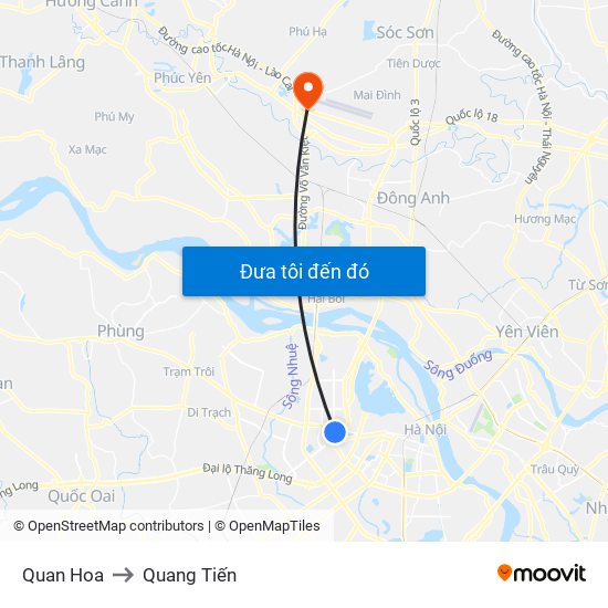 Quan Hoa to Quang Tiến map