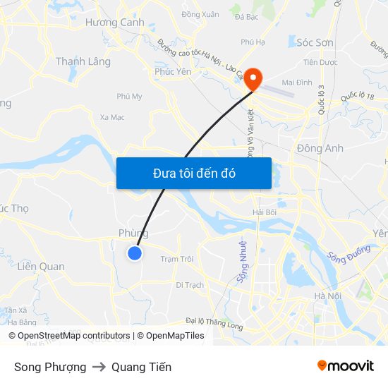 Song Phượng to Quang Tiến map