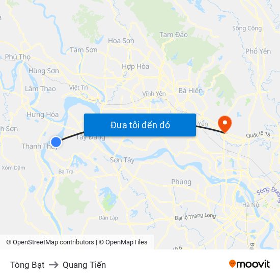 Tòng Bạt to Quang Tiến map