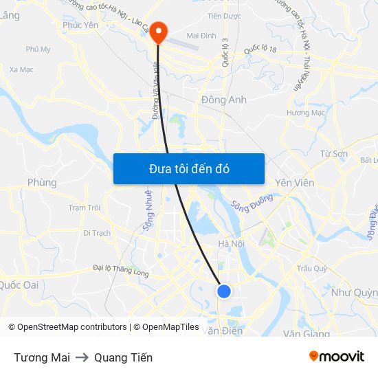 Tương Mai to Quang Tiến map