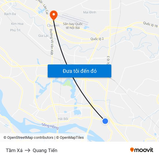Tầm Xá to Quang Tiến map