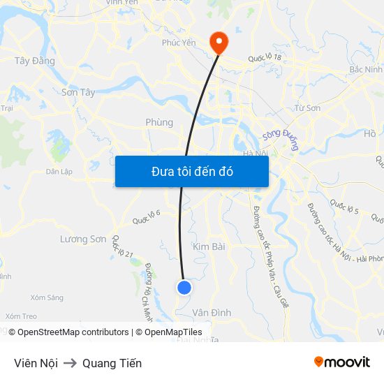 Viên Nội to Quang Tiến map