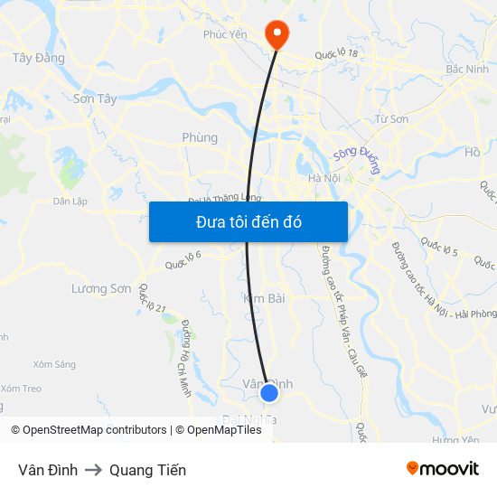 Vân Đình to Quang Tiến map