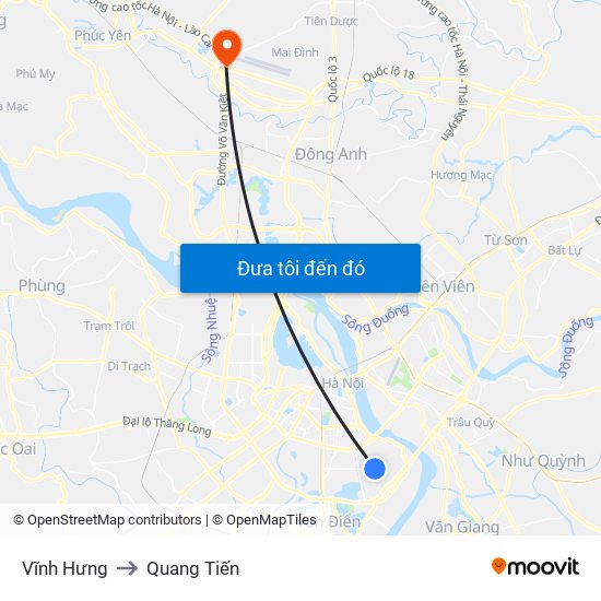 Vĩnh Hưng to Quang Tiến map
