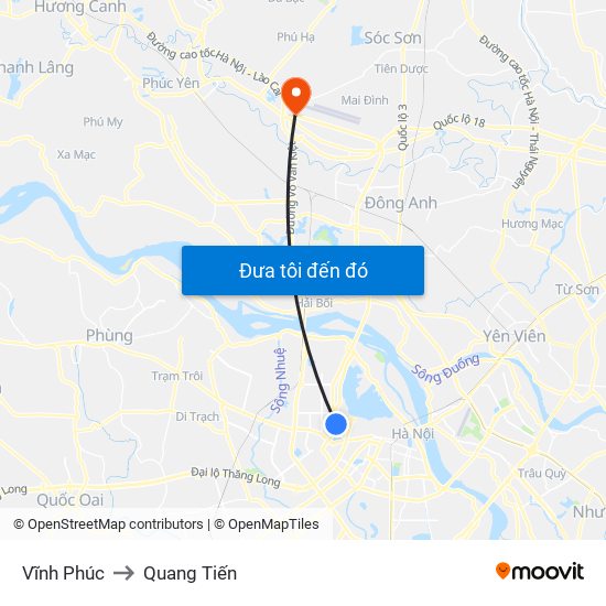 Vĩnh Phúc to Quang Tiến map