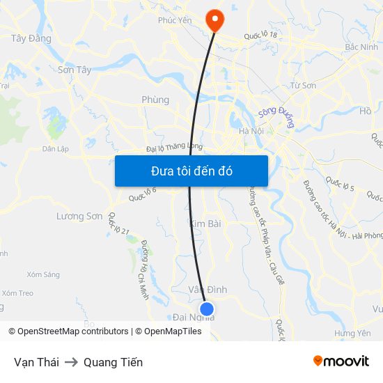 Vạn Thái to Quang Tiến map