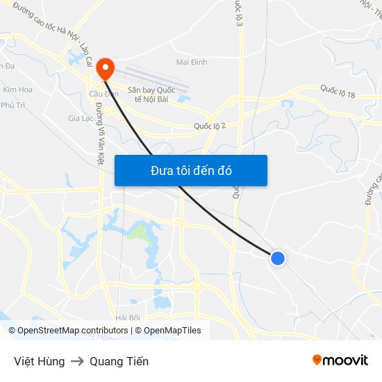 Việt Hùng to Quang Tiến map