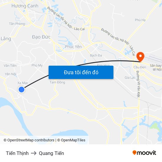 Tiến Thịnh to Quang Tiến map