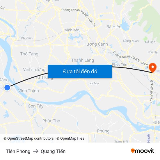 Tiên Phong to Quang Tiến map