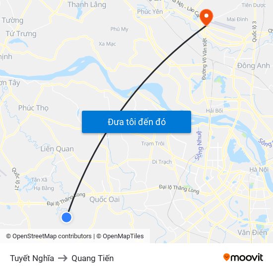 Tuyết Nghĩa to Quang Tiến map