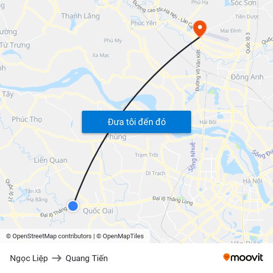 Ngọc Liệp to Quang Tiến map