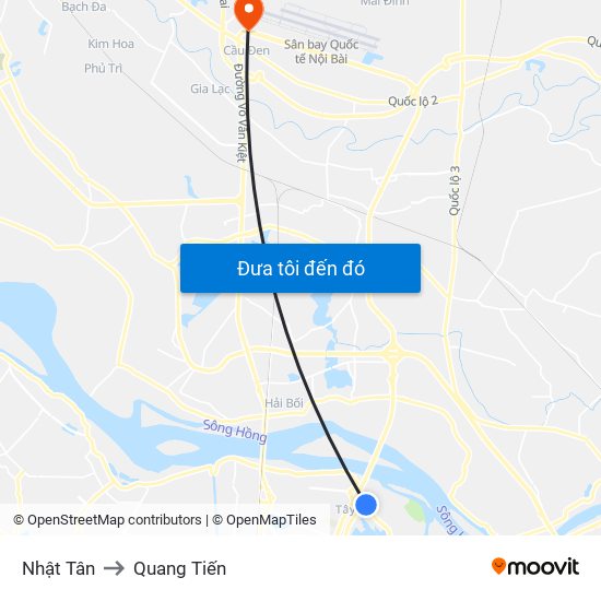 Nhật Tân to Quang Tiến map