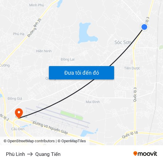 Phù Linh to Quang Tiến map