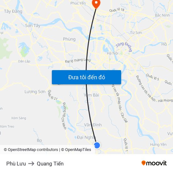 Phù Lưu to Quang Tiến map