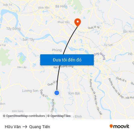 Hữu Văn to Quang Tiến map