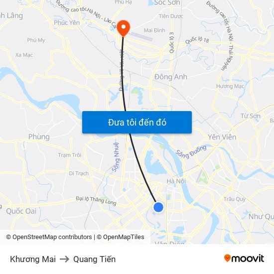 Khương Mai to Quang Tiến map