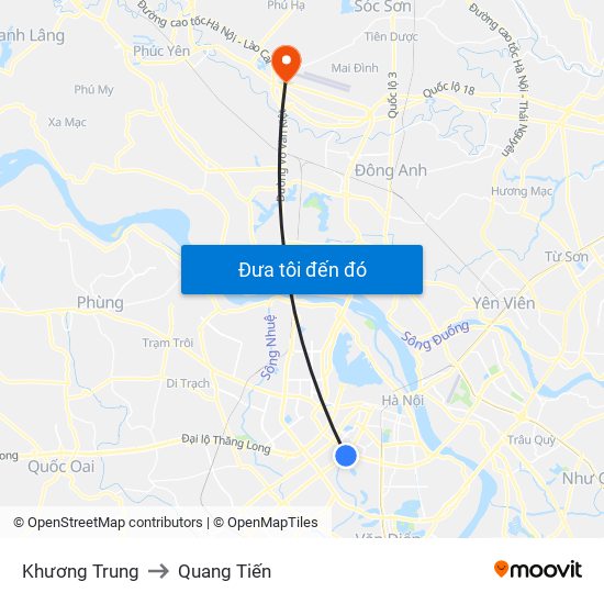 Khương Trung to Quang Tiến map