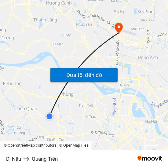 Dị Nậu to Quang Tiến map