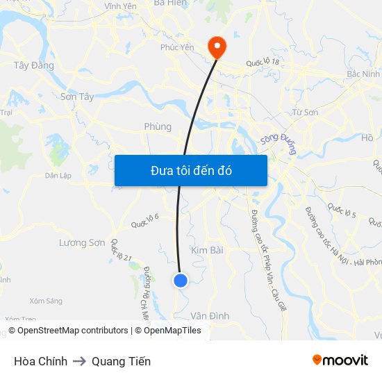 Hòa Chính to Quang Tiến map
