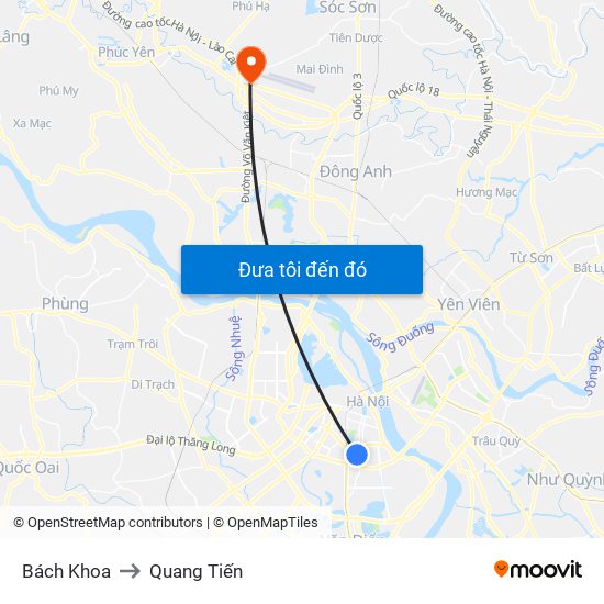 Bách Khoa to Quang Tiến map