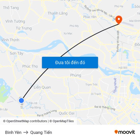 Bình Yên to Quang Tiến map