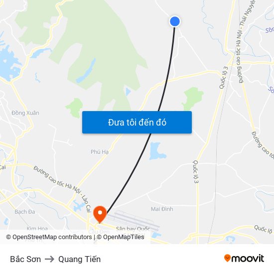 Bắc Sơn to Quang Tiến map