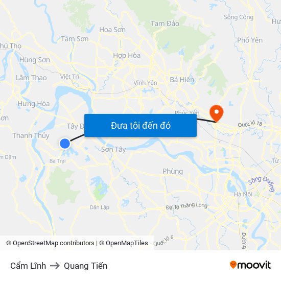 Cẩm Lĩnh to Quang Tiến map