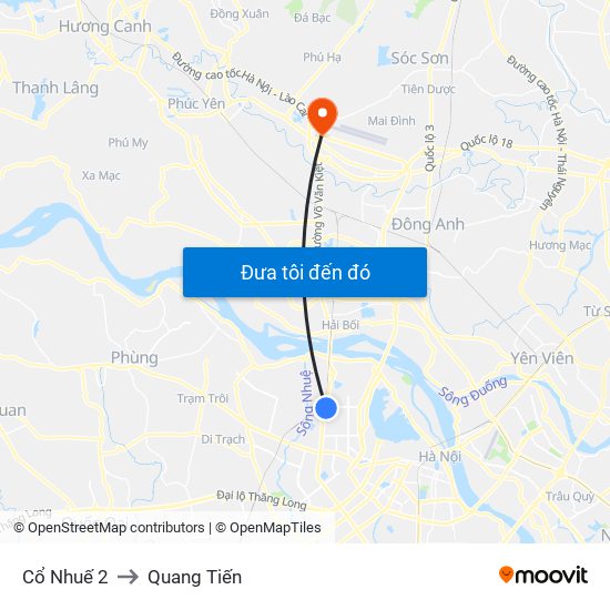 Cổ Nhuế 2 to Quang Tiến map