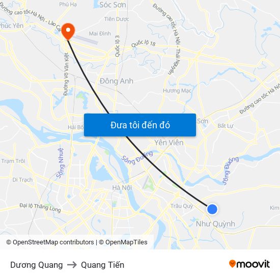 Dương Quang to Quang Tiến map