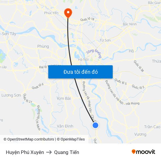 Huyện Phú Xuyên to Quang Tiến map