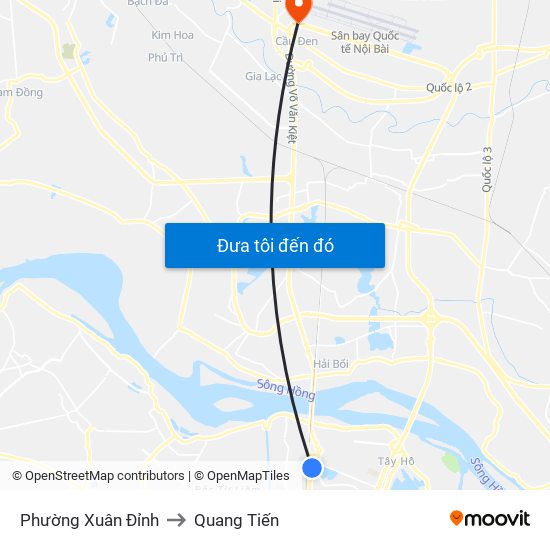 Phường Xuân Đỉnh to Quang Tiến map