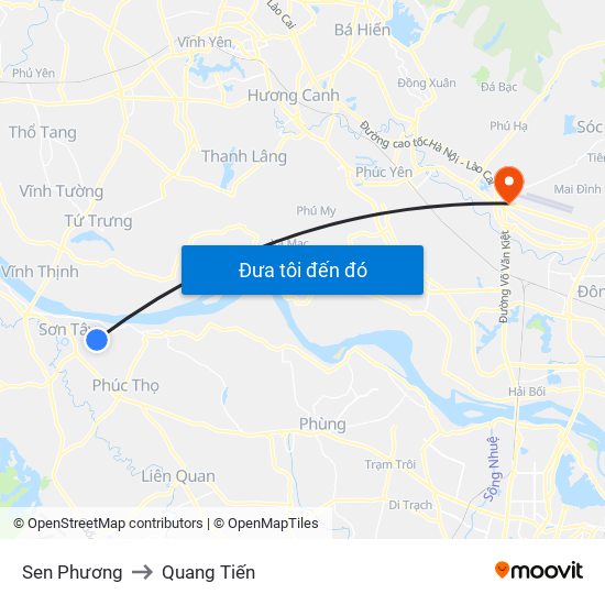 Sen Phương to Quang Tiến map