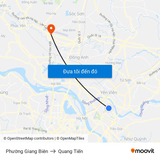 Phường Giang Biên to Quang Tiến map