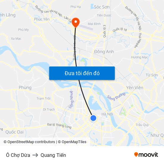 Ô Chợ Dừa to Quang Tiến map