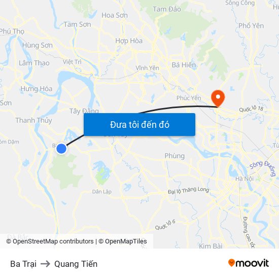 Ba Trại to Quang Tiến map