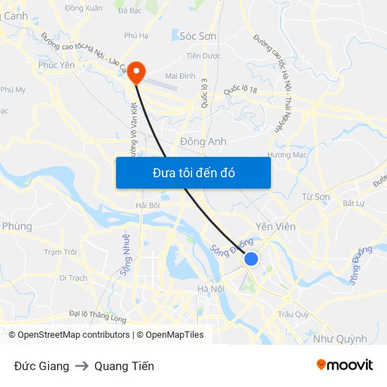 Đức Giang to Quang Tiến map