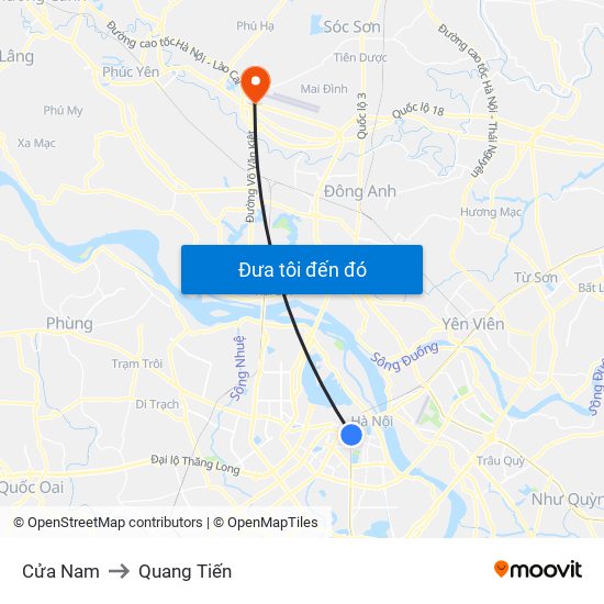 Cửa Nam to Quang Tiến map