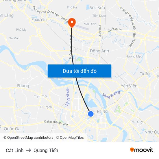 Cát Linh to Quang Tiến map