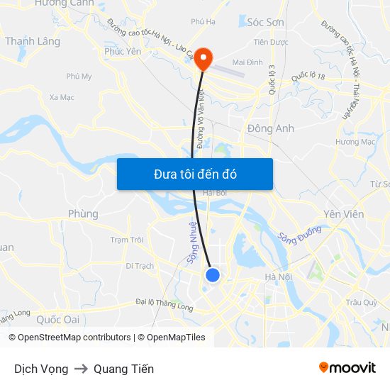 Dịch Vọng to Quang Tiến map