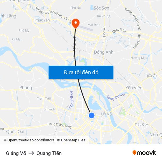 Giảng Võ to Quang Tiến map